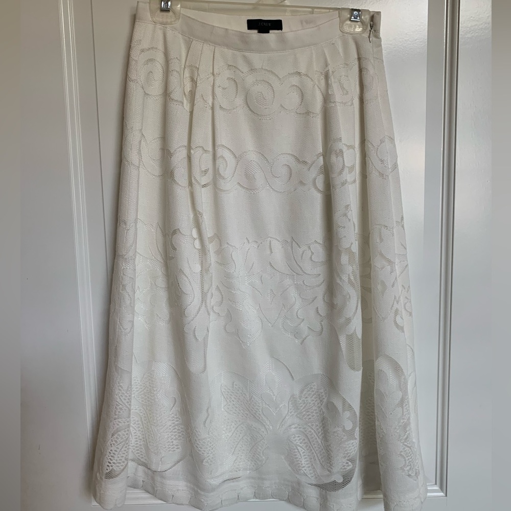 J.Crew White Lace Midi Skirt size 2